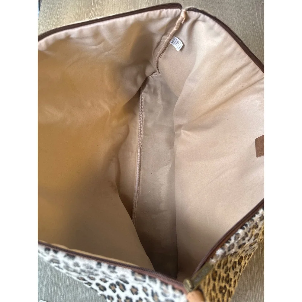 Marleylilly Leopard Print Tote Bag Faux Calf Hair Animal Print Travel Carryall - Picture 6 of 13